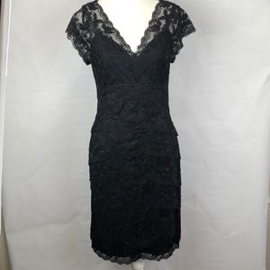 Marina Black lace dress bead sequin detailing Size 8P